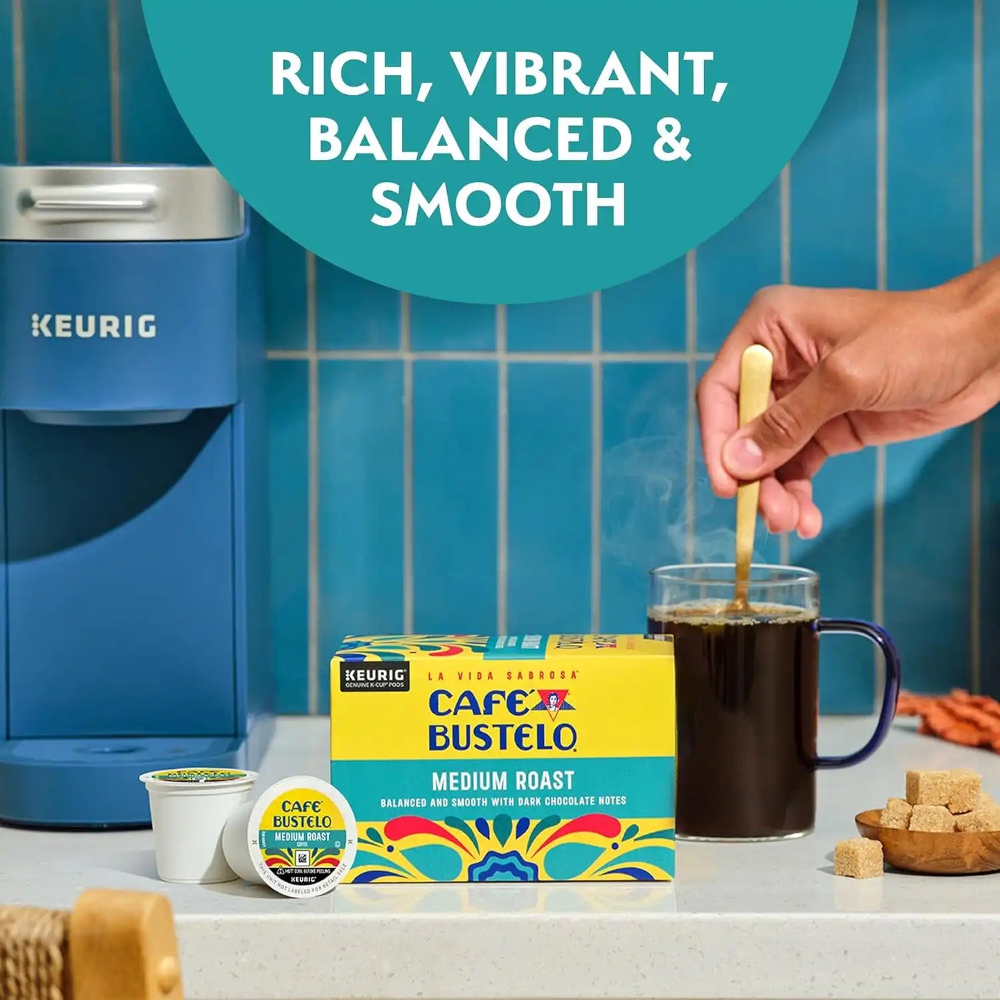 Café Bustelo Medium Roast, Single Serve Coffee Pods, 10 Count (Pack of 6)