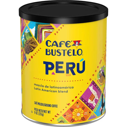 Café Bustelo Peru Latin American Blend Dark Roast Ground Coffee, 9 Ounce (Pack of 6)
