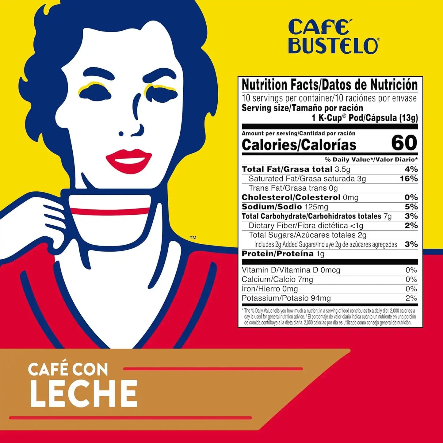 Café Bustelo Sweet & Creamy Café con Leche Coffee, 10 Keurig K-Cup Pods (Pack of 1)
