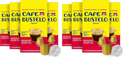 Café Bustelo Aluminum Espresso Capsules, Dark Roast Coffee, Nespresso Original Line Compatible, Intensity 11, 10 Count (Pack of 8)