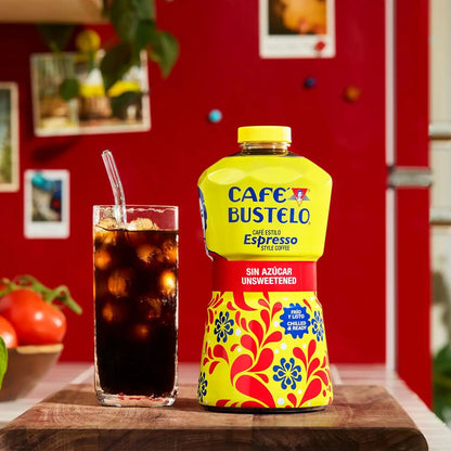 Café Bustelo Unsweetened Espresso Style Iced Coffee, Limited Edition Game Day Design, 40-Oz. Bottle