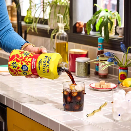 Café Bustelo Unsweetened Espresso Style Iced Coffee, Limited Edition Game Day Design, 40-Oz. Bottle