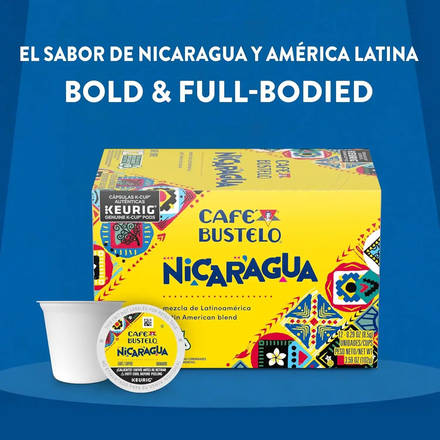Café Bustelo Nicaragua Dark Roast Coffee, 72 Keurig K-Cup Pods