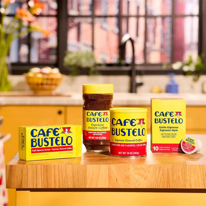 Café Bustelo Espresso Style Dark Roast Ground Coffee, Limited Edition Game Face Design, Tattoo Kit Included, 10 Oz. Can