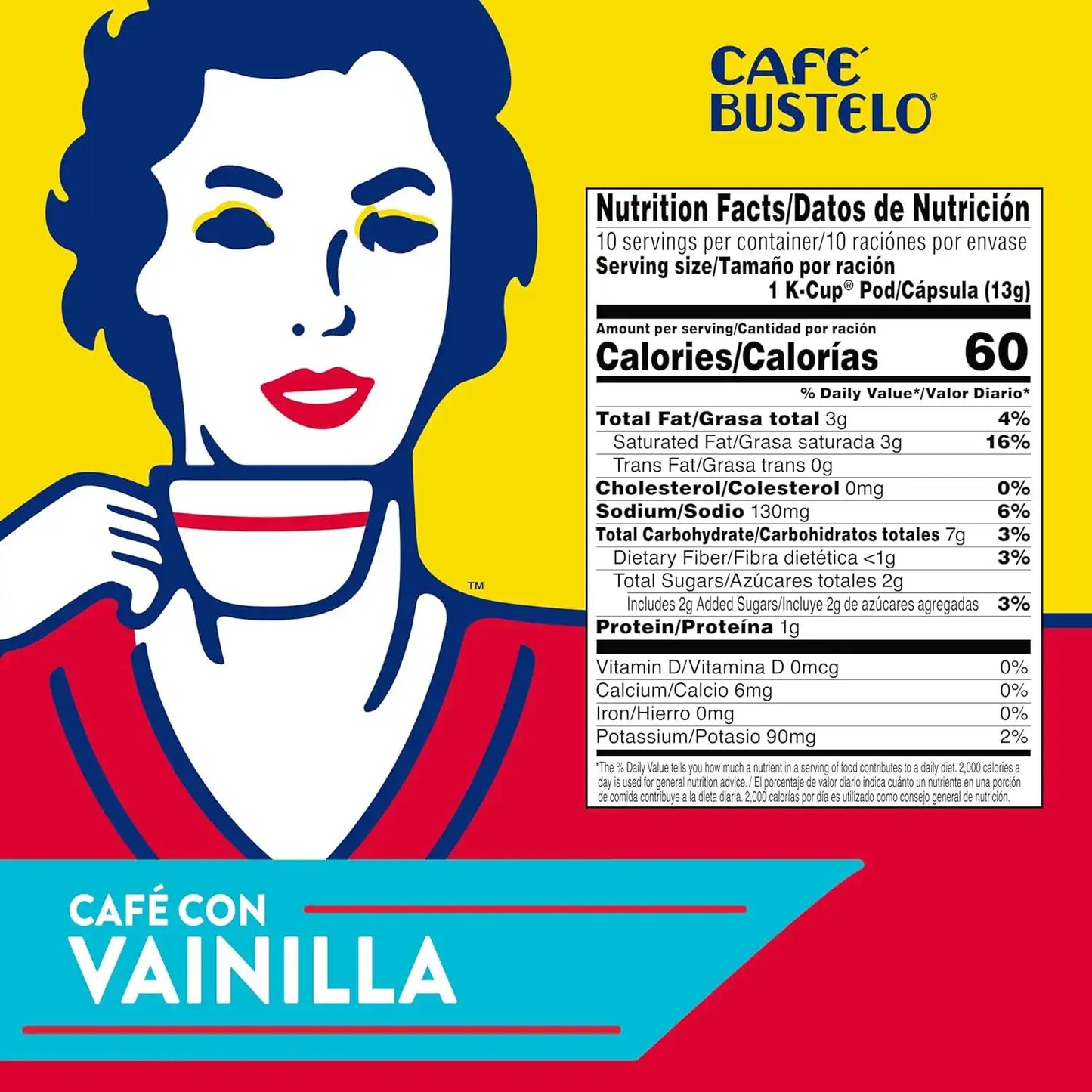 Café Bustelo Sweet & Creamy Café con Vainilla Flavored Coffee, 60 Keurig K-Cup Pods
