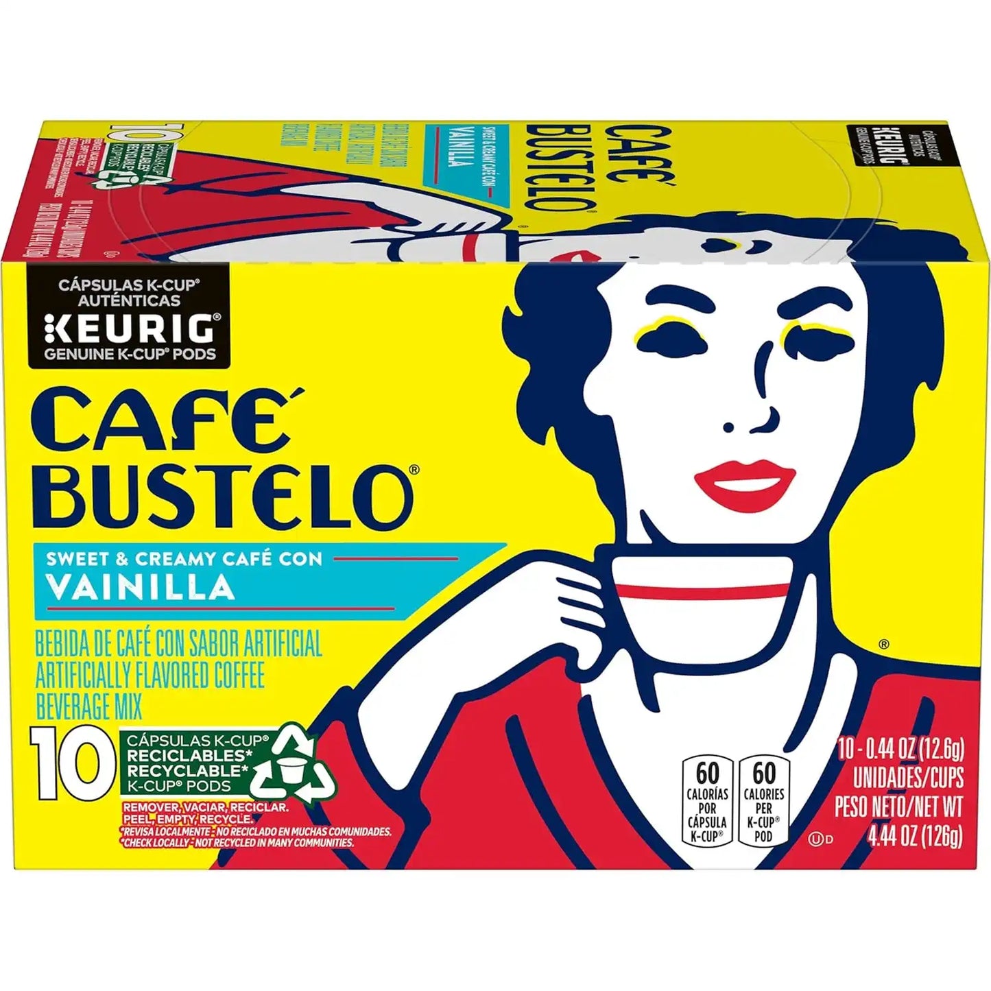 Café Bustelo Sweet & Creamy Café con Vainilla Flavored Coffee, 60 Keurig K-Cup Pods