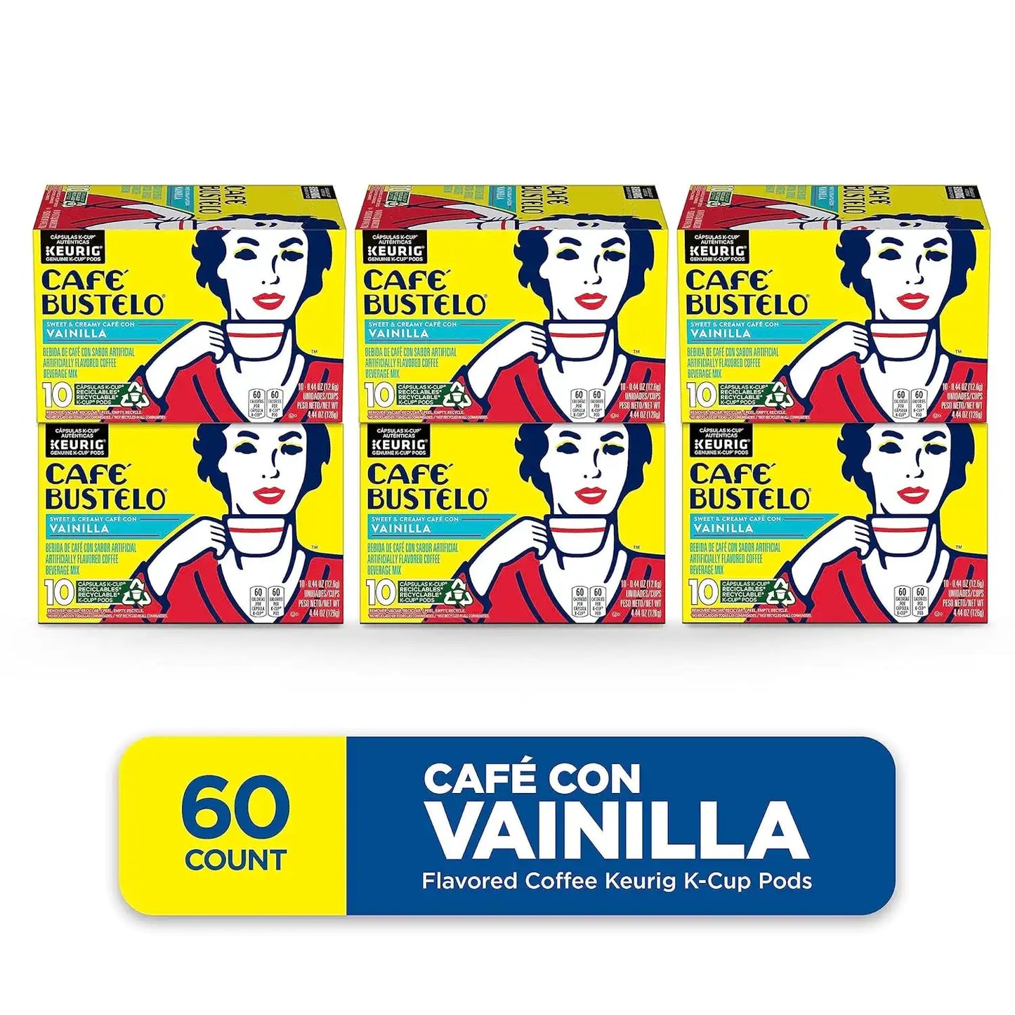 Café Bustelo Sweet & Creamy Café con Vainilla Flavored Coffee, 60 Keurig K-Cup Pods